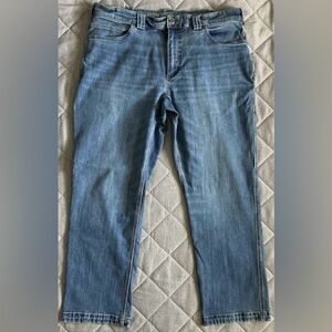 Duluth Ballroom Double Flex Blue Jeans Mens 38x29 Standard Fit Pockets Stretch